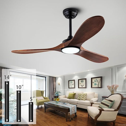 42”Ceiling Fans with Light and Remote Control, Lighted Wooden Ceiling Fan Noiseless Reversible DC Motor with 3 Blades for Farmhouse, Living Room, Office, Indoor Outdoor (Black + Walnut)