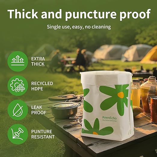 Disposable Car Garbage Bin Bags 60 PCS, Leak-proof Cleaning and Vomit Bags, Recycled HDPE, Easy Stick-On and Stand Design, Disposable Small Garbage Bags