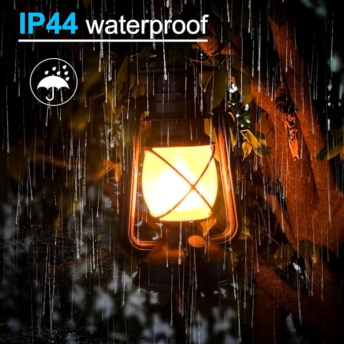 Solar Lantern Outdoor, Hanging Solar Lights Flickering Flame LED Vintage Lantern, Waterproof Camping Lamps, Auto On/Off Landscape Decor for Table Patio Garden Yard Pathway Porch, 2 Pack