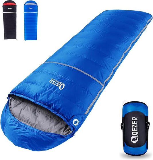 Down Sleeping Bag for Adults, 600 Fill Power, Ultralight & Compact with Compression Sack for Backpacking, Camping, Hiking