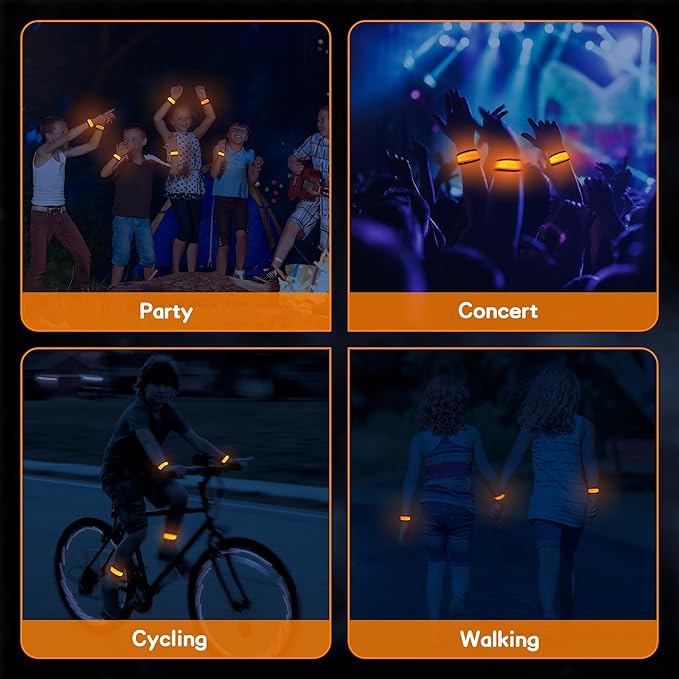 6 PCS LED Reflective Gear, LED Wristbands, LED Light Up Wristbands for Walking, Running, Jogging, Concerts, Sports, Camping, Sporting Events, Party, Rave Accessories