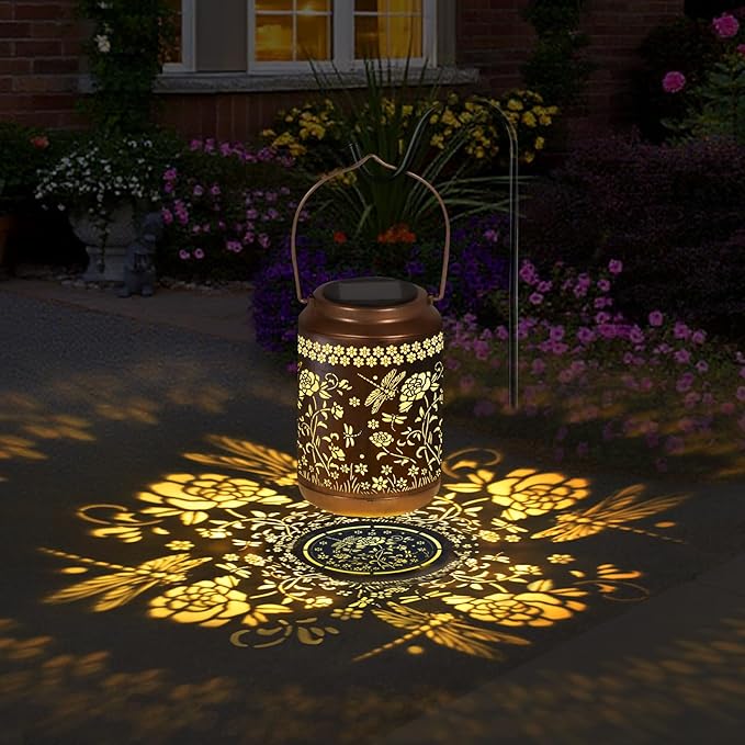 Solar Lanterns Outdoor Waterproof, Dragonfly Garden Decor for Yard Porch Lawn Patio Pathway, Hanging Solar Lights Birthday Gifts for Women Mom Grandma Sister Friend