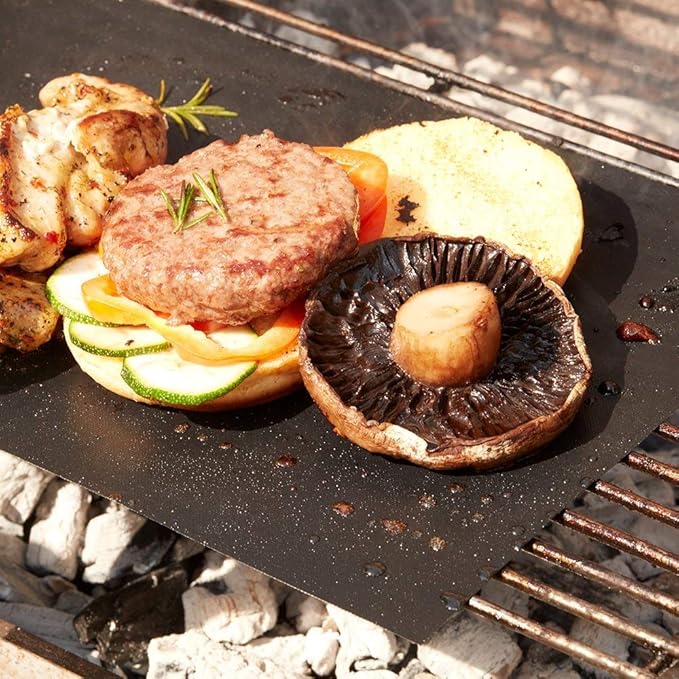 BBQ Grill Mat - 2025 Set of 3 Heavy Duty Heat Resistant 600 Degree 100% Non-Stick Best Grill Mats (15.75 x 13 inches)