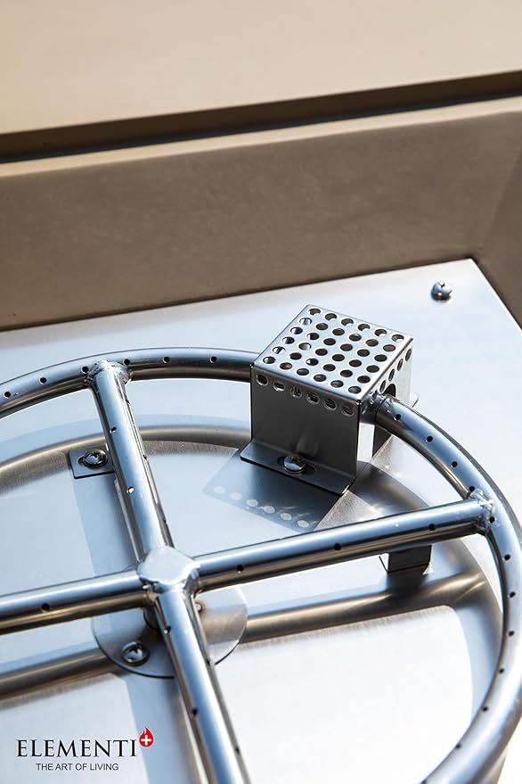 Elementi+ | Uluru Gas Fire Pit Cast Concrete 40" Square Fire Table, Outdoor Fire Pit Electronic Ignition | Canvas Cover, Fire Glass and Burner Lid Included | Sunlight Yellow | Natural Gas