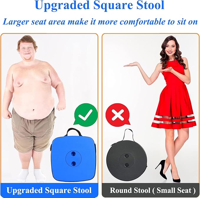 Fishboy Upgraded Square Collapsible Stool, 400lbs Max Weight, Lightweight But Sturdy, Portable Retractable Folding Telescoping Foldable Camping Stool for Adults Outdoor Fishing Hiking Travel BBQ