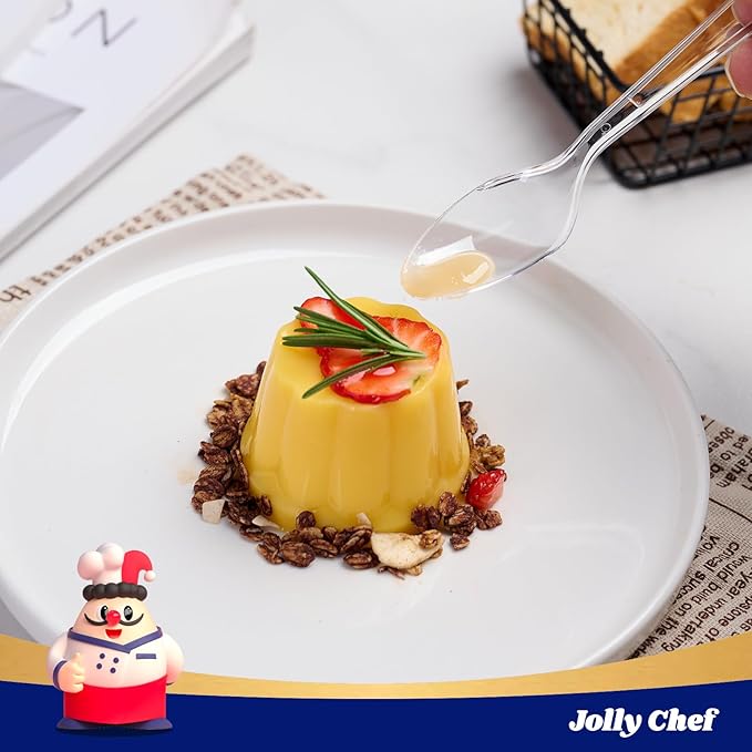 JOLLY CHEF 300 Count Clear Plastic Teaspoons Heavy Duty, 6.54" Heat Resistant Solid and Durable Plastic Teaspoons Disposable, Disposable Bulk Cutlery Perfect for Parties Supply Events Everyday Use