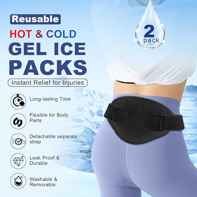 Gel Ice Packs for Injuries Reusable Ice Bags Small Hot and Cold Pack Wrap Around for Knee, Ankle, Elbow, Back, Shoulder, Wrist, Foot, Arm Swelling Long Lasting Heat Cool Pad Flexible with Velcro Strap