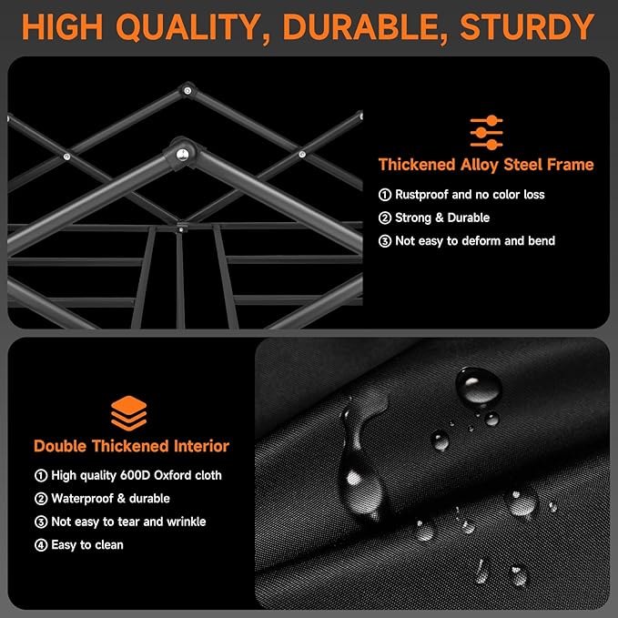 Collapsible Wagon Cart with Big Wheels, Foldable Heavy Duty Beach Cart with 330lbs Weight Capacity, 120L Portable Utility Grocery Wagon with Pocket & Brakes for Garden Sports Camping Travel Picnic