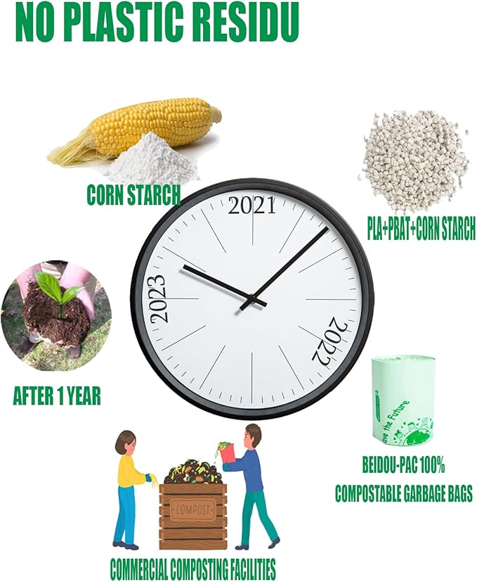 13 Gallon Compostable Trash Bags, 30 Count, Compost Bags Tall Kitchen Trash Bags with Handle, Sturdy Biodegradable Garbage Bags Food Scrap Waste Bags, ASTM D6400, US BPI Certified