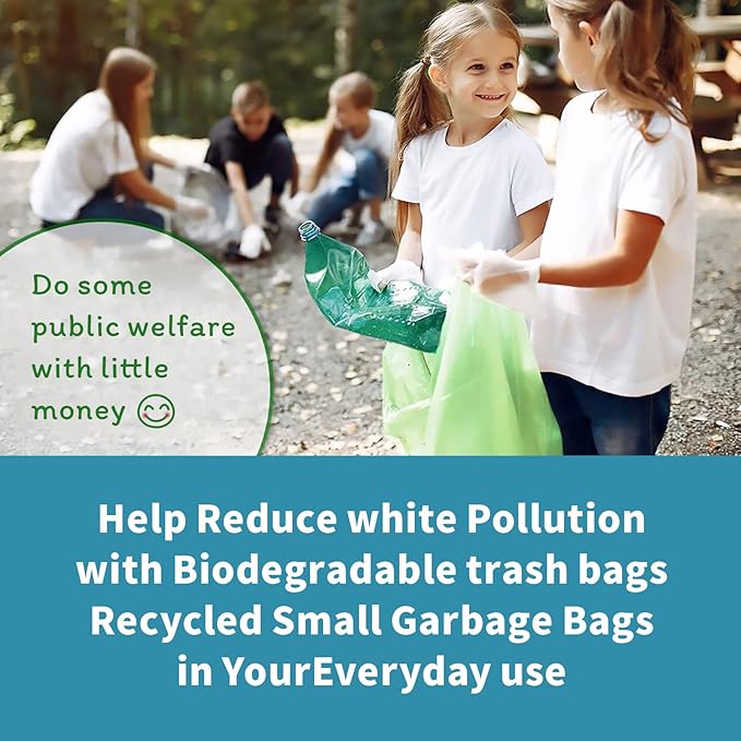 Biodegradable Trash Bags - 13 Gallon Durable Garbage Bag, Pack of 60, Perfect for Tall Trash Cans Green Thicken Recycling Bin Bags for Kitchen, Bathroom, Camping, Office, Car