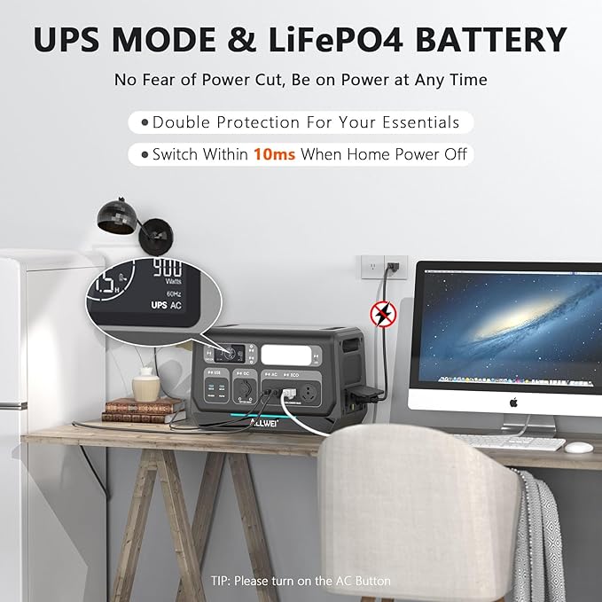 ALLWEI 2400W LiFePO4 Power Station, 2048Wh Solar Generator with 1500W AC Charging &1200W Solar Charging, Expandable to 10.24kWh, with Pure Sine Wave AC Outlets for Home Backup, Power Outages & Camping