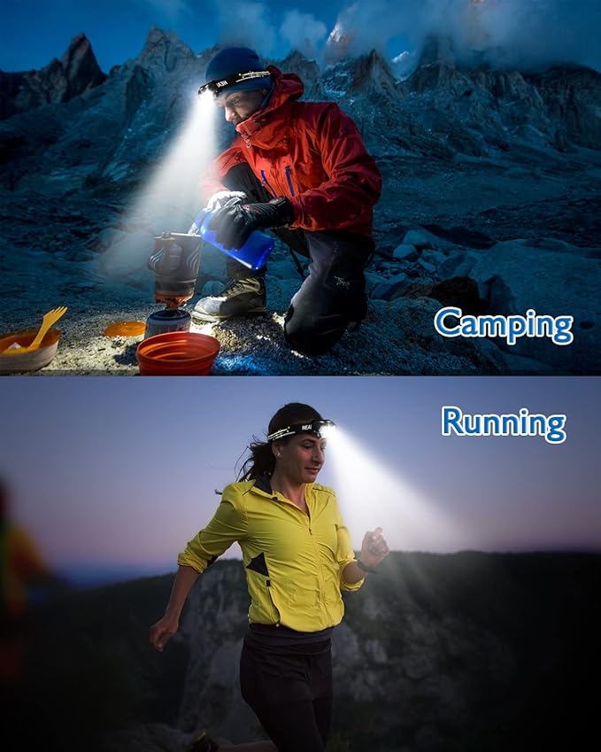 2000LM Ultra Bright 9 LED Headlamp, 2 Pack USB C Rechargeable Headlights, 10 Modes, Motion Sensor, Waterproof Head Lamp Flashlight with Red Light, Adjustable Headband for Adults Camping