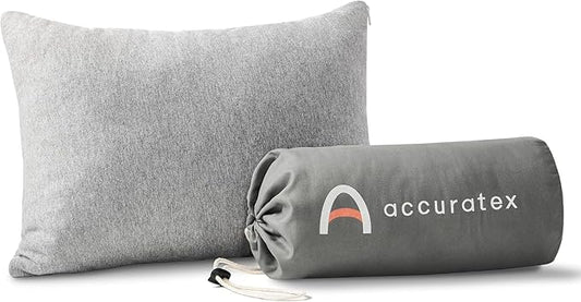 ACCURATEX Camping Pillow-100% Cotton Breathable Cover,Shredded Memory Foam Compressible Travel Pillow,Camping&Travel Accessories-Small Backpacking Pillow Camping Essentials for Sleeping,Car&Airplane