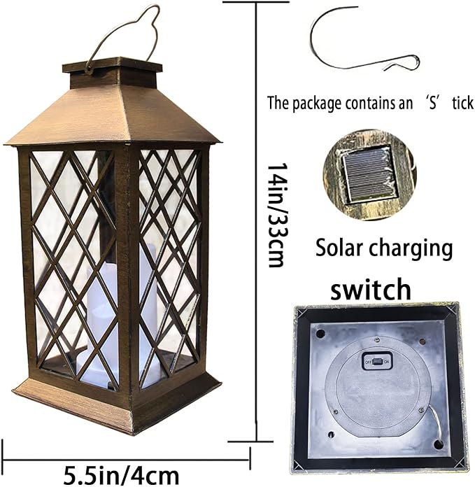 Solar Lantern Outdoor,Garden Hanging Lantern- PVC Waterproof 3 LED Flickering Flameless Candle Decorative Lights for Table,Outdoor,Party(1 Pack)