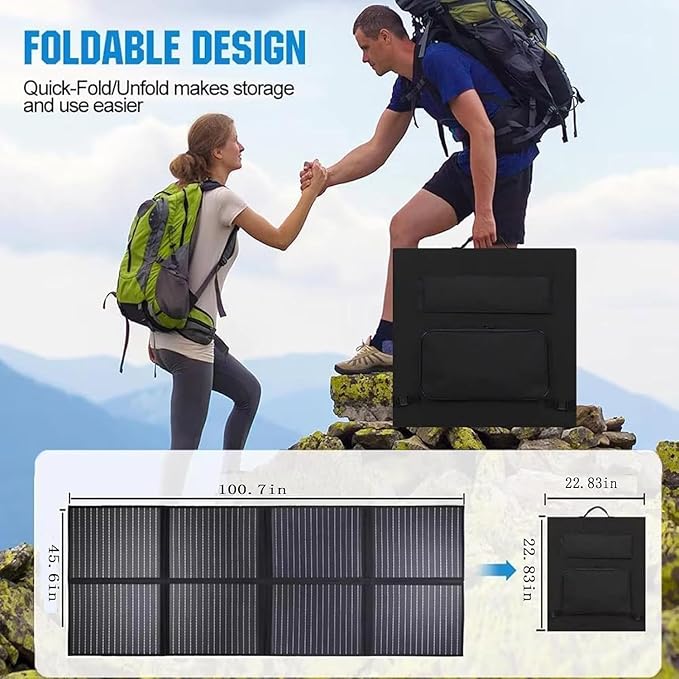 400W Portable Solar Panel, Up to 25.8% Conversion Efficiency N-Type Solar Cell, with Adjustable Kickstand, IP68 Waterproof, Foldable Solar Panel for Camping RVing Home Backup