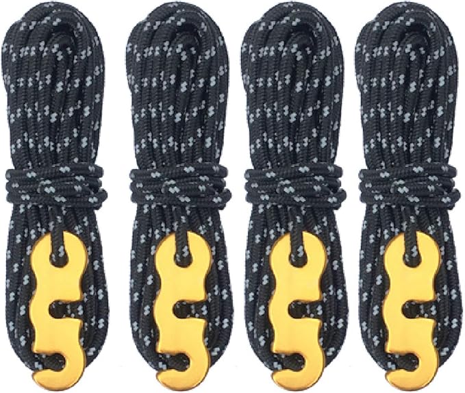 Azarxis Reflective Cord Pack Tent Guyline Rope High-Strength Lightweight with Aluminum Cord Adjuster for Tying Down Tarps, Camping Tent, Outdoor Packaging