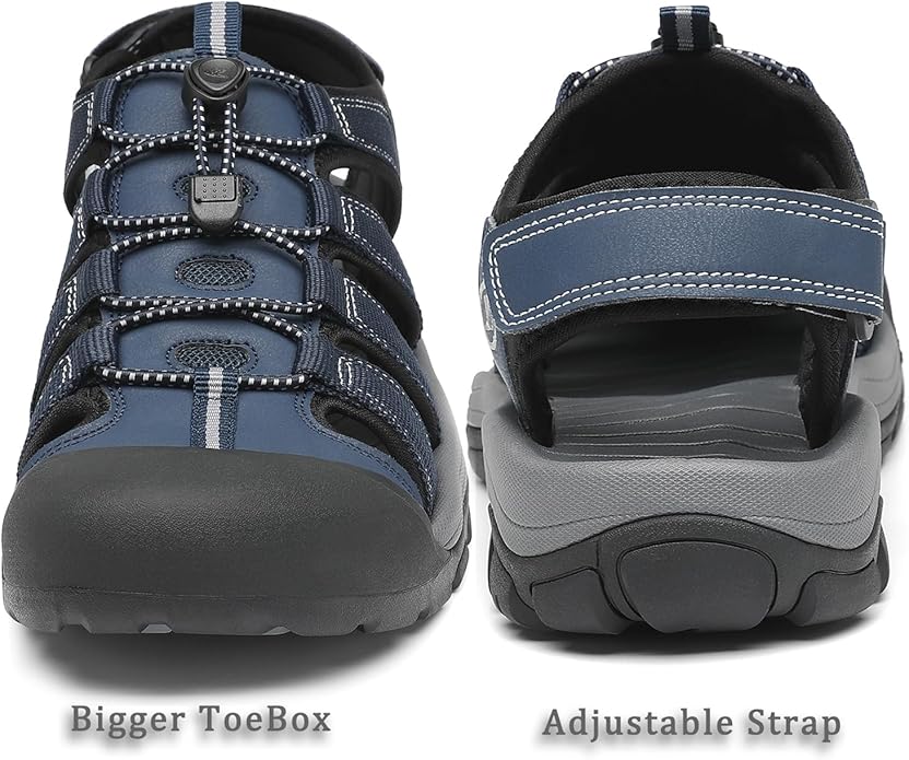 FLARUT Men's Athletic Sandals - Closed Toe Sport Hiking & Outdoor Walking Water Sandals with Anti-Slip Cushioning and Breathable Mesh