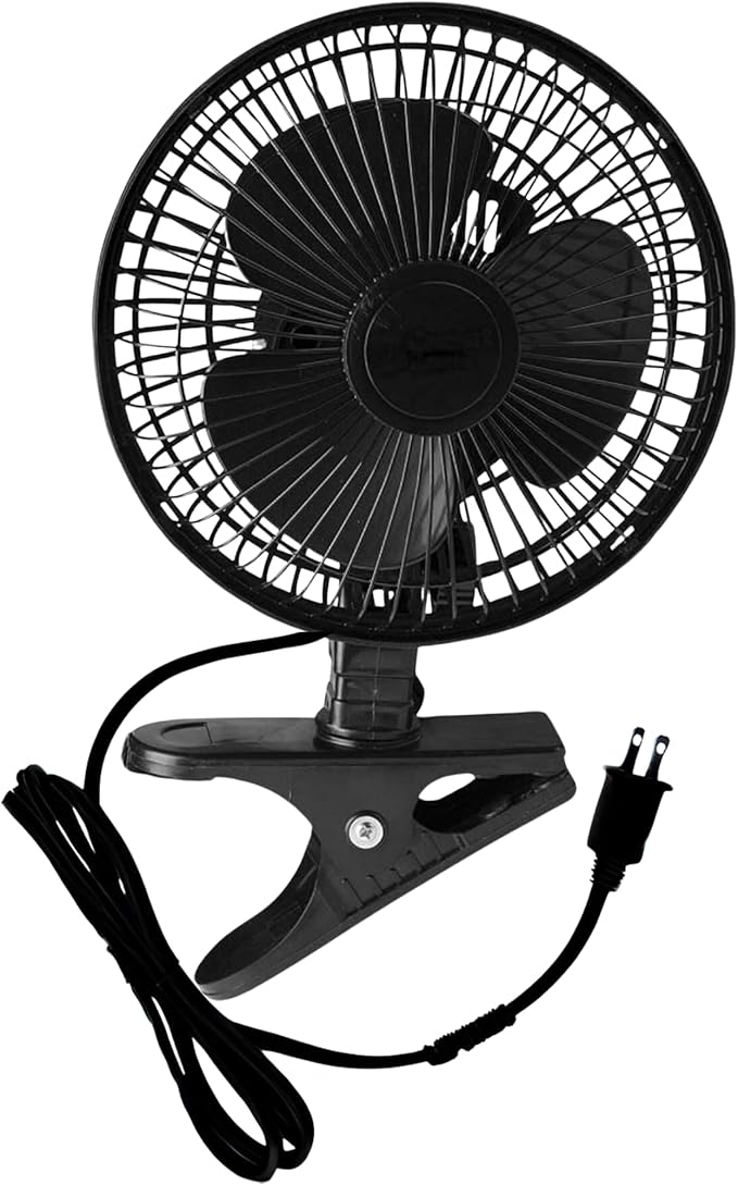 JOEY'Z 6 INCH - 2 Speed - Adjustable Tilt, Whisper Quiet Operation Clip-On-Fan - Black