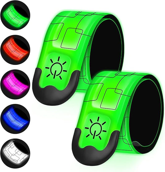 2PCS LED Armband for Running Walking at Night, High Visibility Reflective Running Gear Rechargeable LED Armband Light Up Arm Bands for Men Women Kids Night Cycling Walking Joggers Running Safety Gear