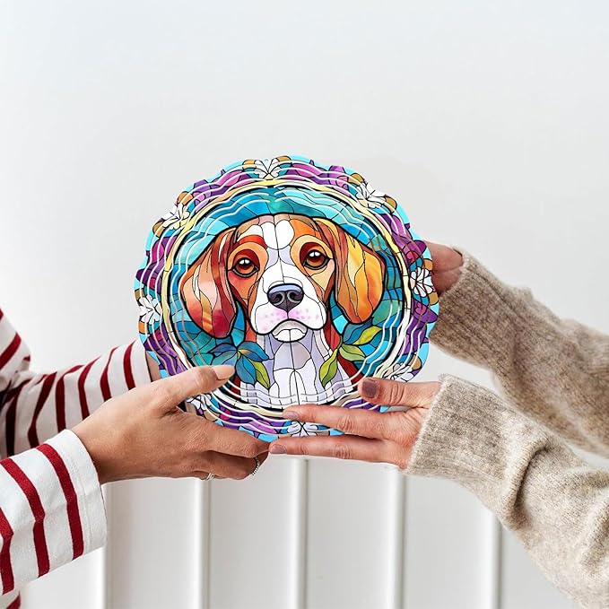 Beagle Yard and Garden Wind Spinner, Unique 3D Hanging Beagle Wind Spinner