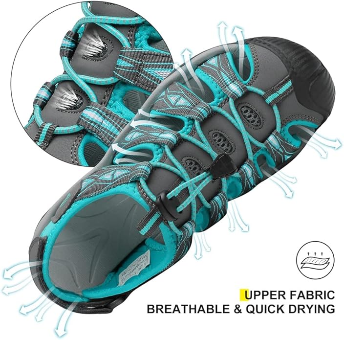 Dannto Women's Sport Hiking Sandals Closed Toe Outdoor Athletic Walking Sandal Lightweight Summer Water Shoes