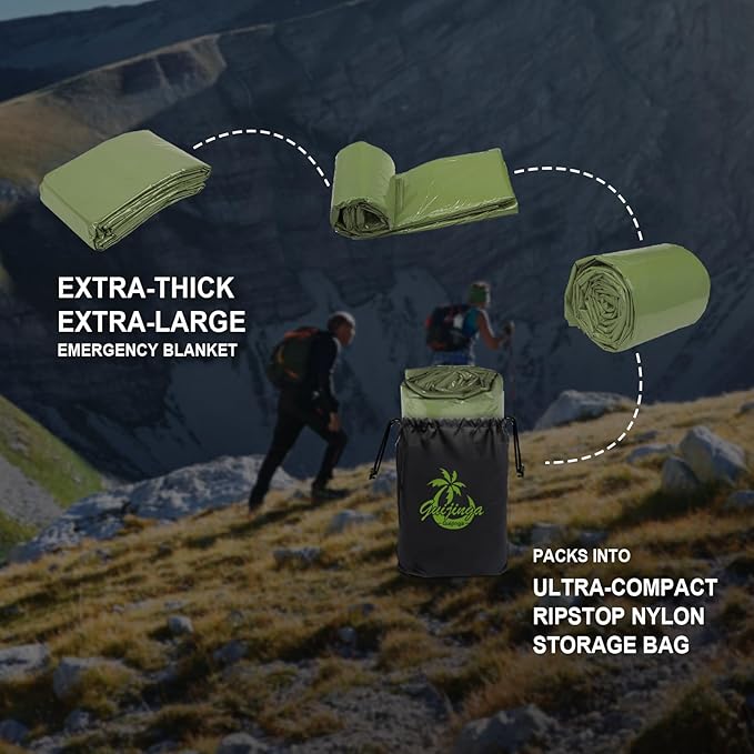 Emergency Blankets for Survival, 2-Pack/4-Pack Space Blankets, Gigantic & Extremely Thick Survival Blanket, Suitable for Outdoor Survival, Camping, and Hiking