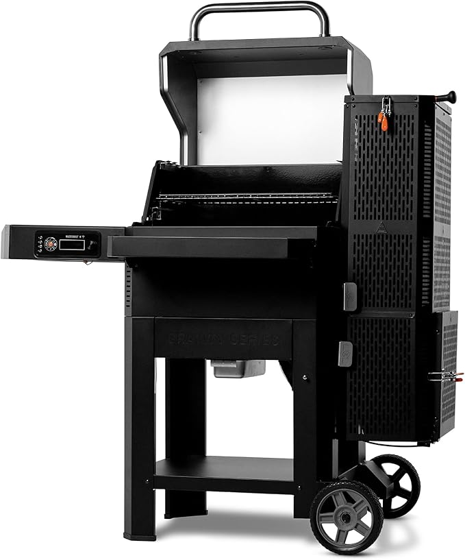 Masterbuilt® Gravity Series® 600 Digital Charcoal Grill and Smoker,WiFi Technology, GravityFed™ Charcoal Hopper, 600 Cooking Sq. Inches, Reversible Smoke&Sear Cast Iron Grates, Black, Model MB20041023