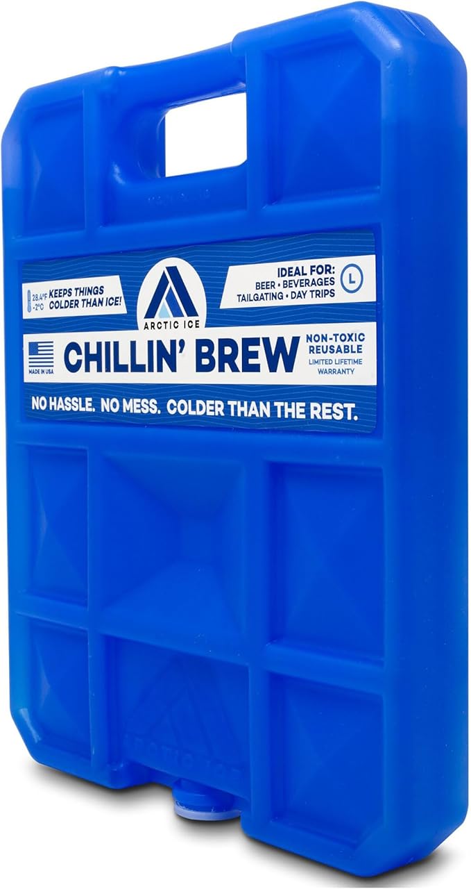 Arctic Ice Chillin' Brew Series Long Lasting Reusable Ice Pack - Freezes at 28° Fahrenheit - Designed to Keep Beverages Colder Than Ice