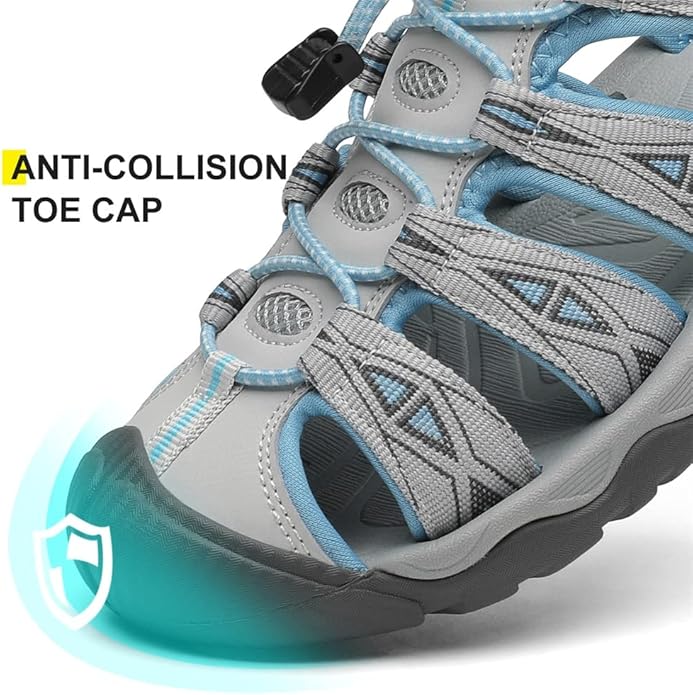 Dannto Women's Sport Hiking Sandals Closed Toe Outdoor Athletic Walking Sandal Lightweight Summer Water Shoes