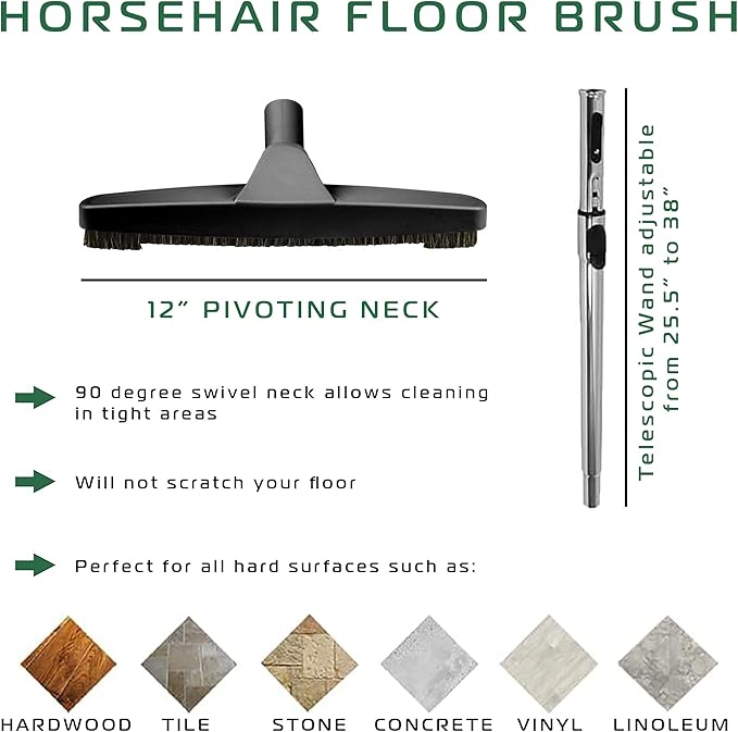 BASIC Garage Central Vacuum Accessory Kit | 30 Feet Air Hose & Deluxe Cleaning Kit [Fit All Central Vacuum Brands]