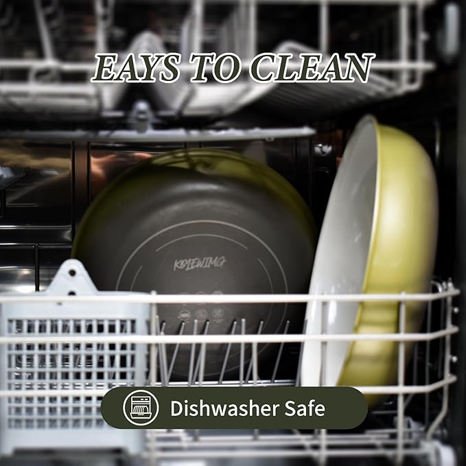 3-ply Stainless Steel Frying Pan with lid,With Titanium Ceramic Coating,Detachable Handle,Dishwasher and Induction&Oven Safe,Compatible All Cooktops,10 inch (10inch+lid+frying spatula+loofah)