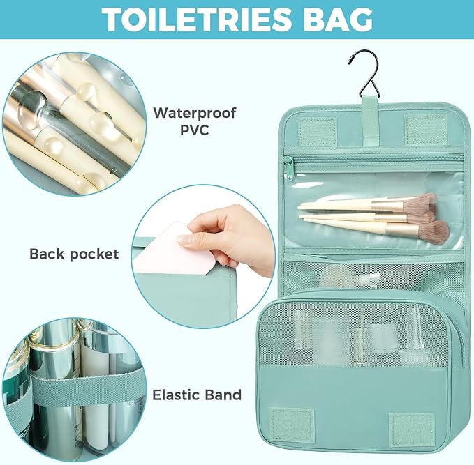 BAGAIL 4 Set/6 Set/8 Set Compression Packing Cubes Travel Accessories Expandable Packing Organizers(HalfMesh,8-DustyBlue)