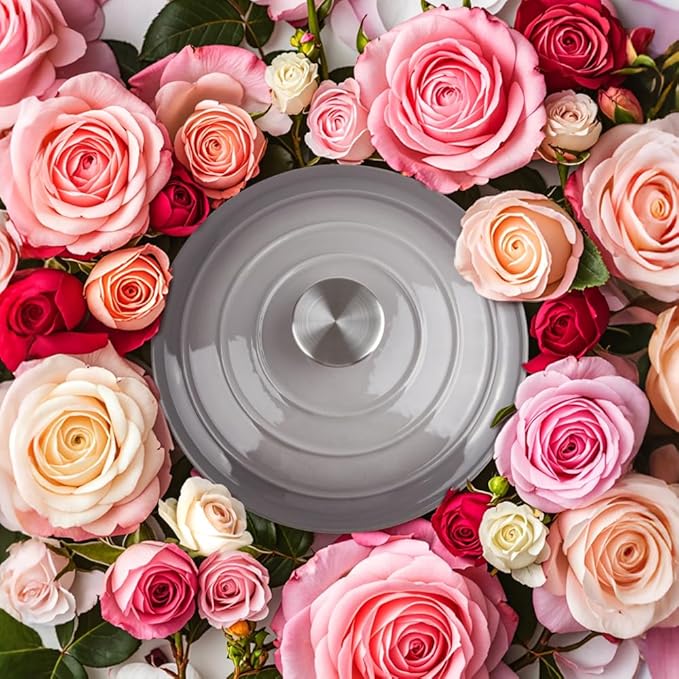 6 Quart Dutch Oven Enameled Cast Iron with Lid - Big Dual Handles - Oven Safe up to 500°F - Classic Round Pot for Versatile Cooking (Light Gray, 6 QT)