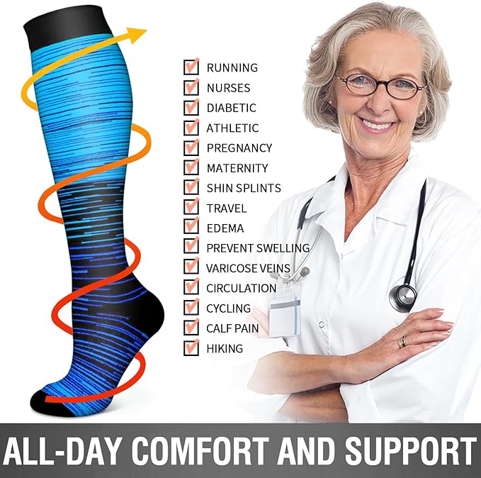 6 Pack Copper Compression Socks for Women and Men Circulation-Best Support for Medical, Running,Nursing,Athletic