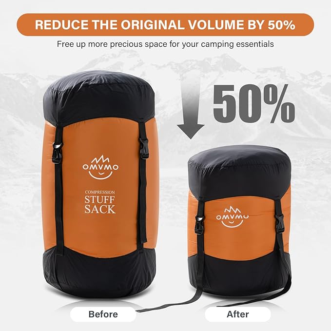 Compression Sack, 12L/19L/32L/46L/53L Water-Resistant Sleeping Bag Stuff Sack,Anti-Tear Ultra Light 400T 20D Nylon Storage Bag,Space Saving Gear for Camping Hiking Travel 1Pcs