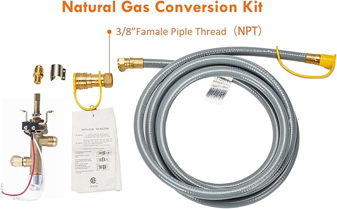 32.5-inch Outdoor Gas Fire Pit Table with Natural Gas Conversion Kit, 50,000BTU Propane Gas Fire Pits for Outside Patio w/Round Burner Lid, Glass Rocks, Cover