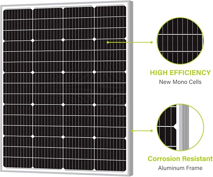 Newpowa 9BB 120W Solar Panel - High-Efficiency Monocrystalline PV Module for 24V Off Grid System, RV, Boat, Camper, Trailer, Gate Opener