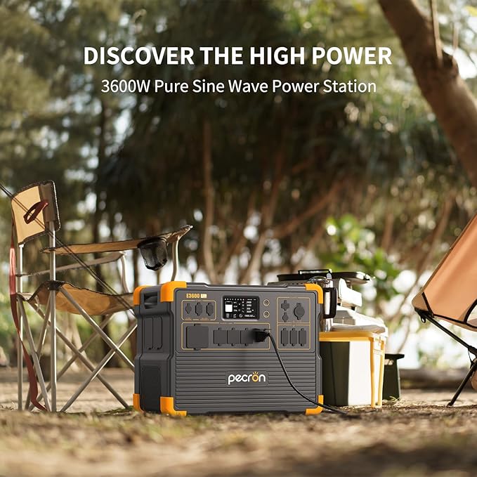 pecron Portable Power Station 3072Wh E3600LFP with 3072Wh EP3000-48V Expandable to 6054Wh, 5x3600W AC Outlets Power Station, LiFePO4 Battery Backup Solar Generator for RV, Camping, CPAP, Emergency