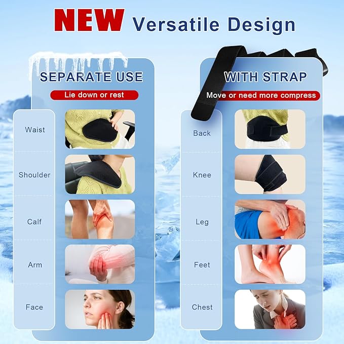 Gel Ice Packs for Injuries Reusable Ice Bags Small Hot and Cold Pack Wrap Around for Knee, Ankle, Elbow, Back, Shoulder, Wrist, Foot, Arm Swelling Long Lasting Heat Cool Pad Flexible with Velcro Strap