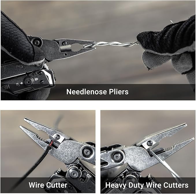 NEXTORCH PIONEER 14-IN-1 Multi-tools Full-Size,Versatile Multi-tool Set with Scissors Needle Nose Pliers Pocket Clip Multi-tool (STONE WASHED FINISH)