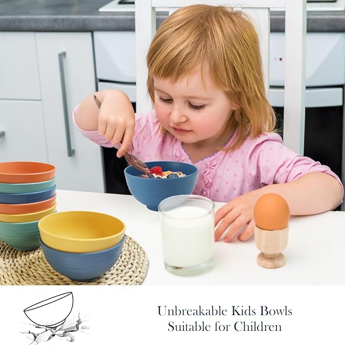 Homienly Wheat Straw Small Bowls, Dessert Bowls for Kids, Kitchen, Party, Unbreakable Lightweight Snack Bowl, Mini Bowl for Fruits, Yogurt, Microwave and Dishwasher Safe Bowl Set (Multi, 10 OZ)