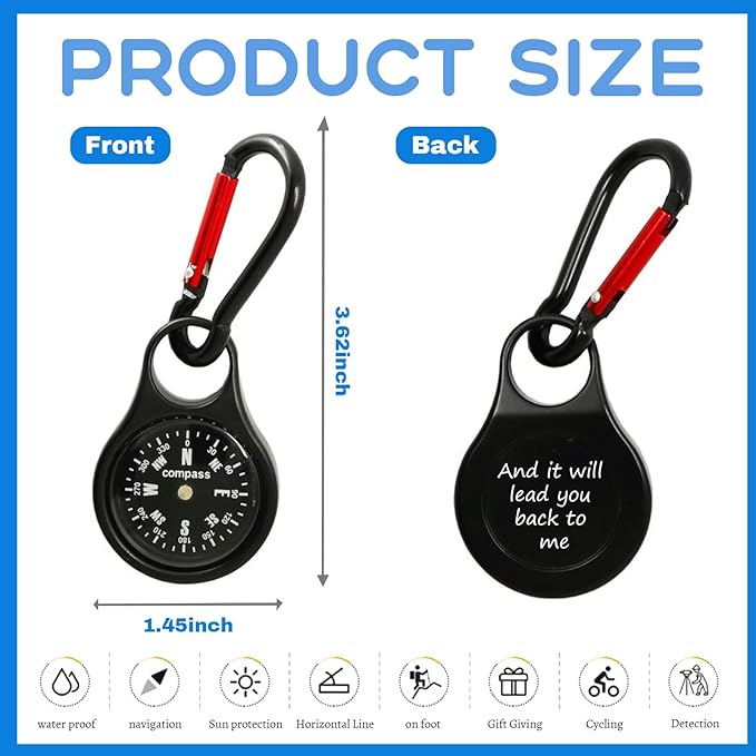 Custom Engraved Compass Keychain - Personalized Brass Compass with Luminous Function, Waterproof Survival Tool for Hiking Camping Graduation Gifts