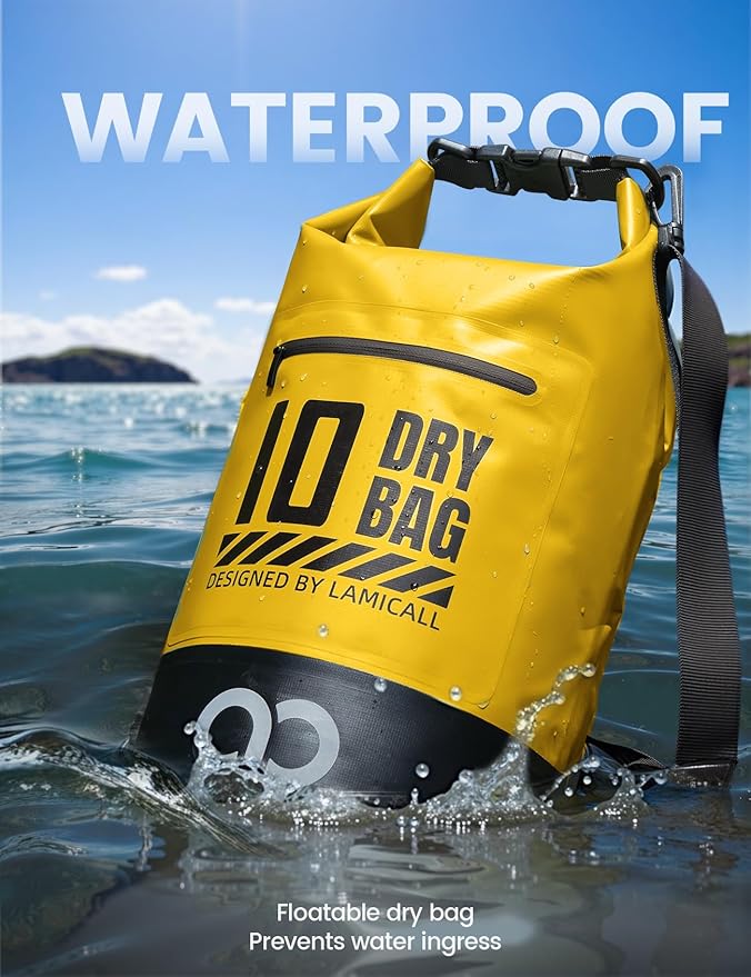 Lamicall Dry Bag Waterproof Backpack - [Zippered Pocket] 5L/10L/20L/30L/40L Roll Top Waterproof Bag with Water Proof Phone Pouch, Floatable Drybag for Swimming, Boating, Kayaking, Camping, Beach