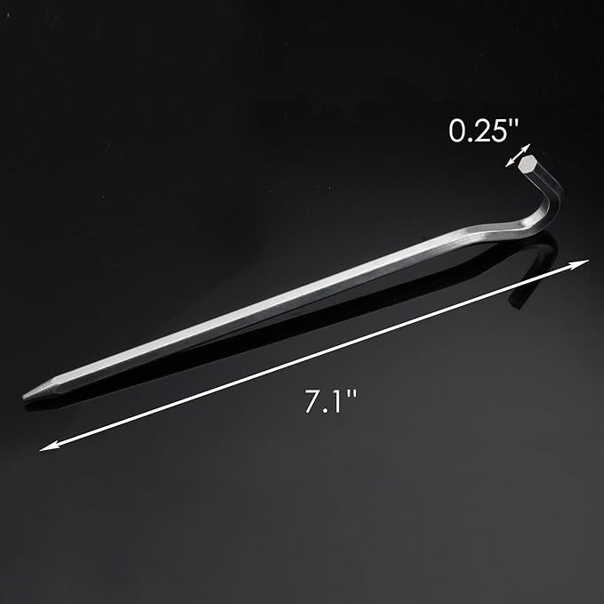 Tent Pegs - Aluminium Tent Stakes Pegs with Hook - 7’’ Hexagon Rod Stakes Nail Spike Garden Stakes Camping Pegs for Pitching Camping Tent, Canopies