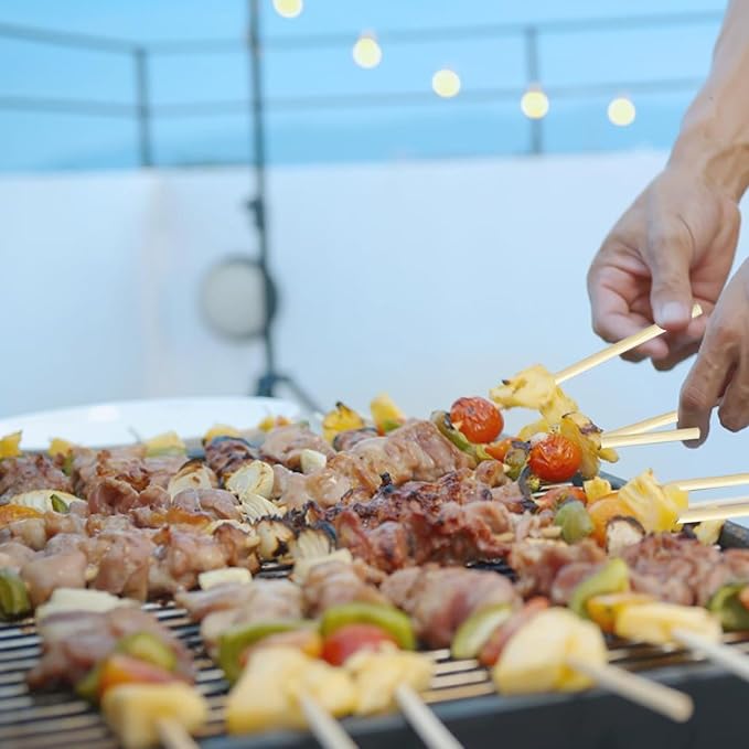 Bulk Value Bamboo Smores Sticks (200 Pcs), Long 17.5" Marshmallow Roasting Sticks for Fire Pit, 5mm Heavy Duty Wooden Skewers for Smore Hot Dog Barbecue Thick for Campfire Grilling Camping Bonfire