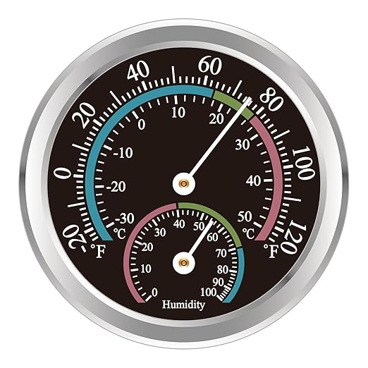 Indoor Thermometer Hygrometer Mini Analog 2 in 1 Temperature Humidity Outdoor Monitor Gauge for Home, Offices, Wall, Display Mechanical (1 Pack)