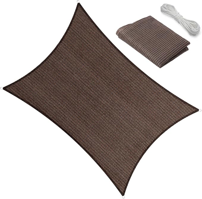 5' x 10' Brown Outdoor Sun Shade Sail Canopy ??UV Resistant Permeable Awning Fabric for Patio, Garden, Backyard, Pergola, Carport, Lawn Shelter Cover