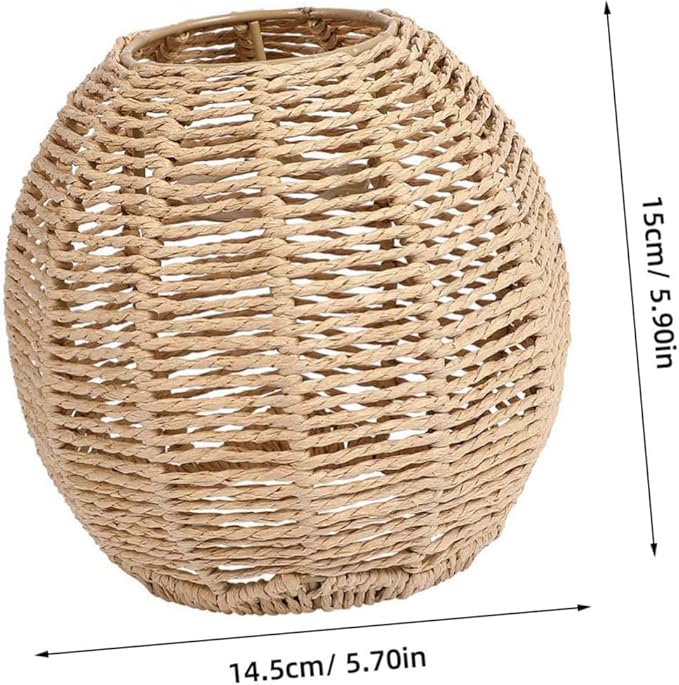 DOITOOL Rattan Lamp Shade, Small Wicker Lamp Shade,Woven Pendant Light Covers Boho Lamp Shade Replacement, Retro Lampshade for Floor Lamps, Chandelier, Desk lamp, Wall Sconces (Khaki Dark/Light)