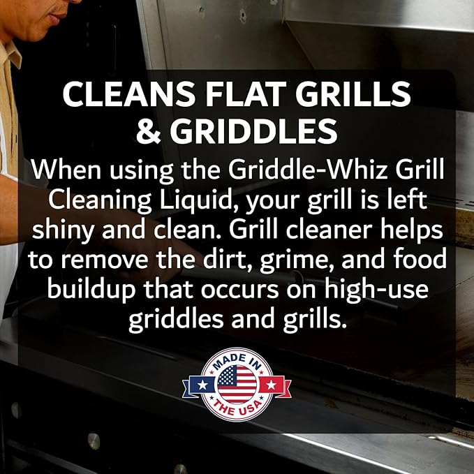 Griddle-Whiz Grill & Griddle Surface Cleaner, Removes Grease, Food Residue, Burnt On Organics, Non-Toxic High-Heat Flat Top Grill Cleaner & Food Contact Surface, Non-Caustic Formula by FryOilSaver Co.