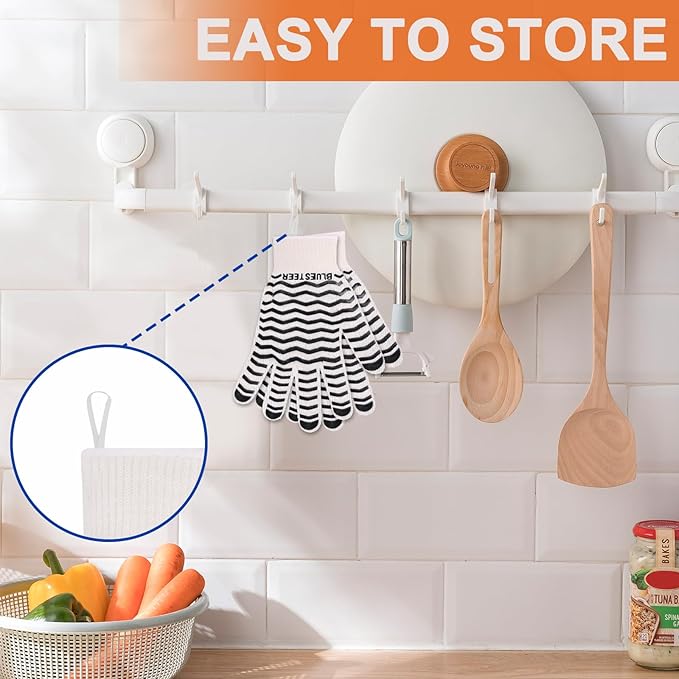 Oven Gloves 932°F Heat Resistant Oven Mitts with Fingers, Heat Proof BBQ Grill Gloves Silicone Grip Fireproof Gloves for Kitchen Cooking Grilling Baking